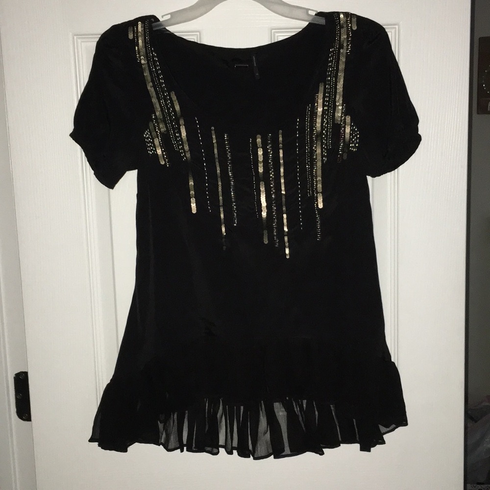 Guess black top with sequins. Size XS